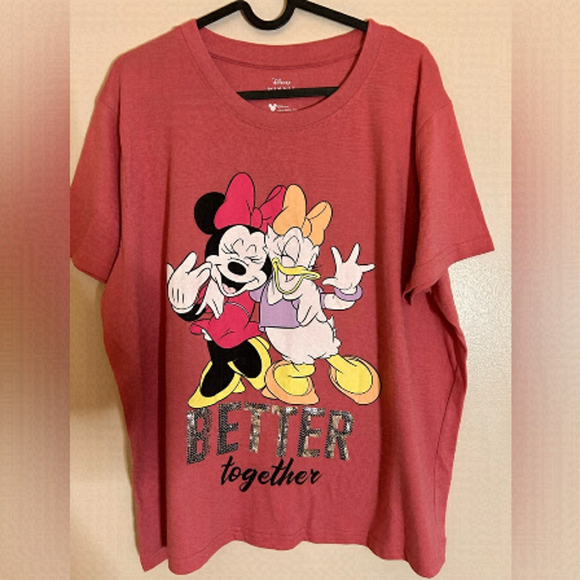 Disney Tops - Disney Minnie Mouse Better Together Pink Sequence Short Sleeve T-shirt 2X